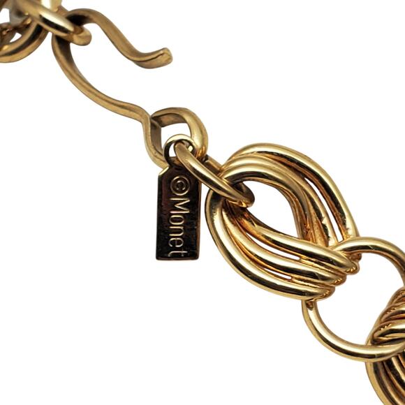 Monet Retro Gold Tone Link Necklace Chunky Bold Statement Graduated Chain Vtg - Picture 11 of 11